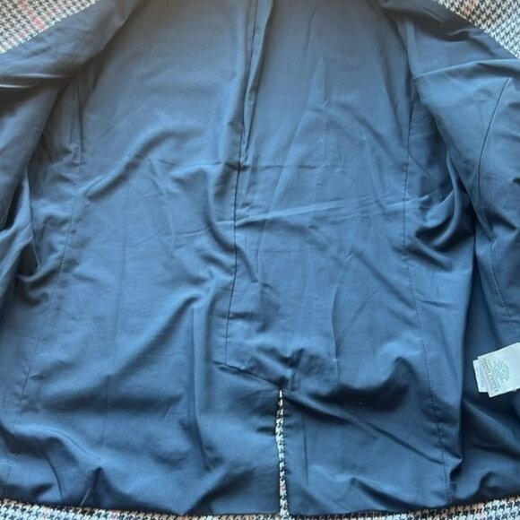 LL Bean Blazer Bellandi Black Houndstooth Print Lined Italian Wool Womens Sz M - Picture 7 of 12